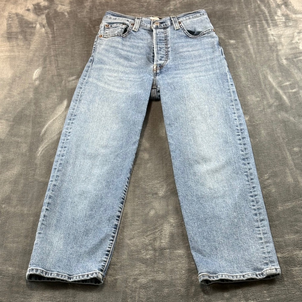 Levis Ribcage Straight Ankle Jeans Womens 26 Button Fly High Rise Denim